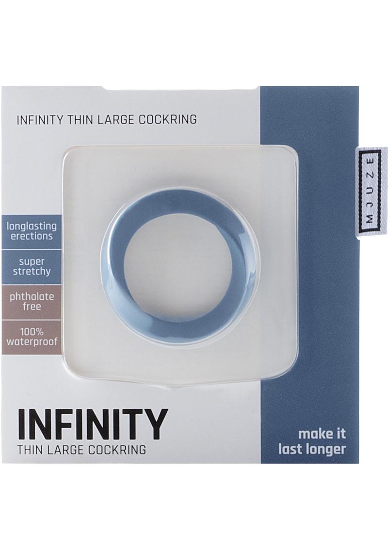 Mjuze Infinity Silicone Cock Ring Waterproof Blue Thin Large