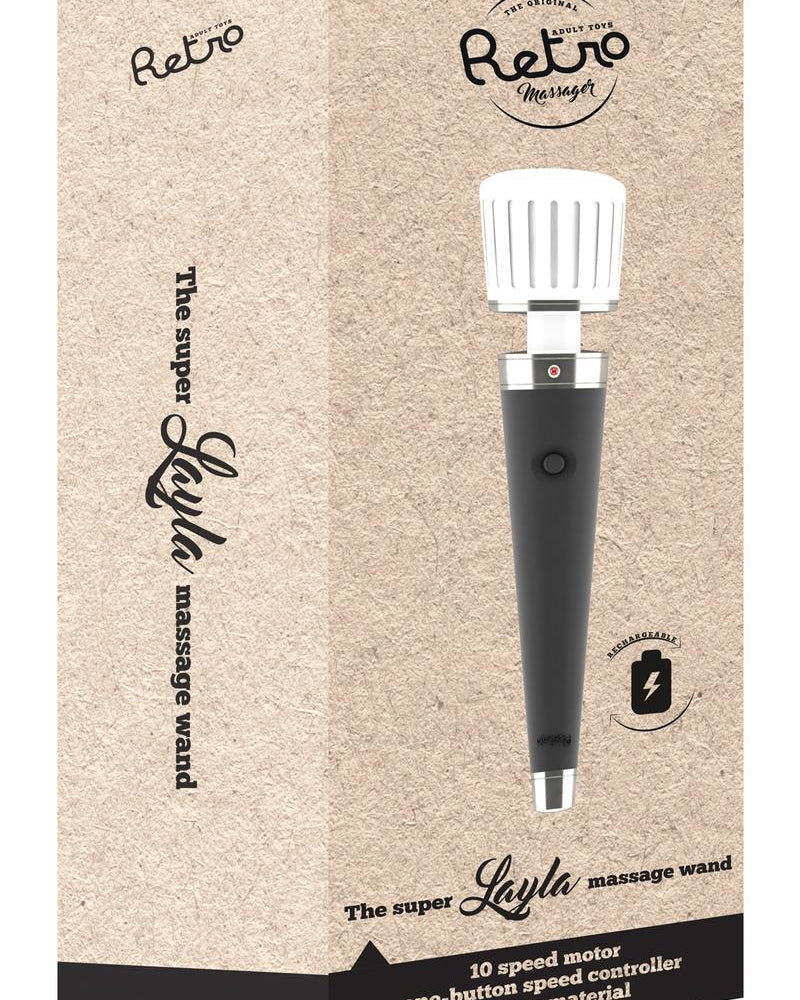 Retro Layla Silicone Massage USB Rechargeable Massage Wand Waterproof Black