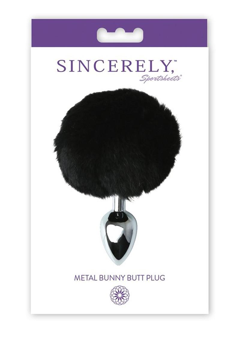 Midnight Metal Bunny Butt Plug Black And Silver