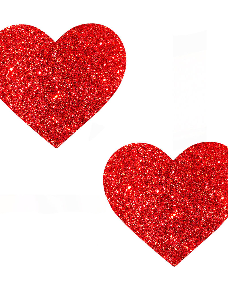 "Ravish Me Red Glitter I Heart U Nipztix Pasties NN-RMR-HRT-NS"