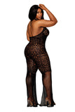 "Flair Leg Bodystocking - Queen Size - Black DG-0468XBLKQ"