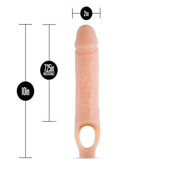 "Performance Plus - 10 Inch Silicone Cock Sheath Penis Extender - Vanilla BL-22593"