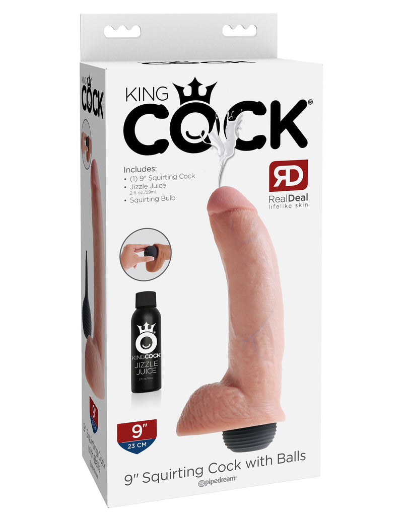 King Cock 9 pulgadas, pene eyaculador con testículos - Carne