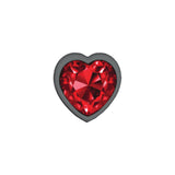 Cheeky Charms-Gunmetal Metal Butt Plug- Heart-Dark Red-Small