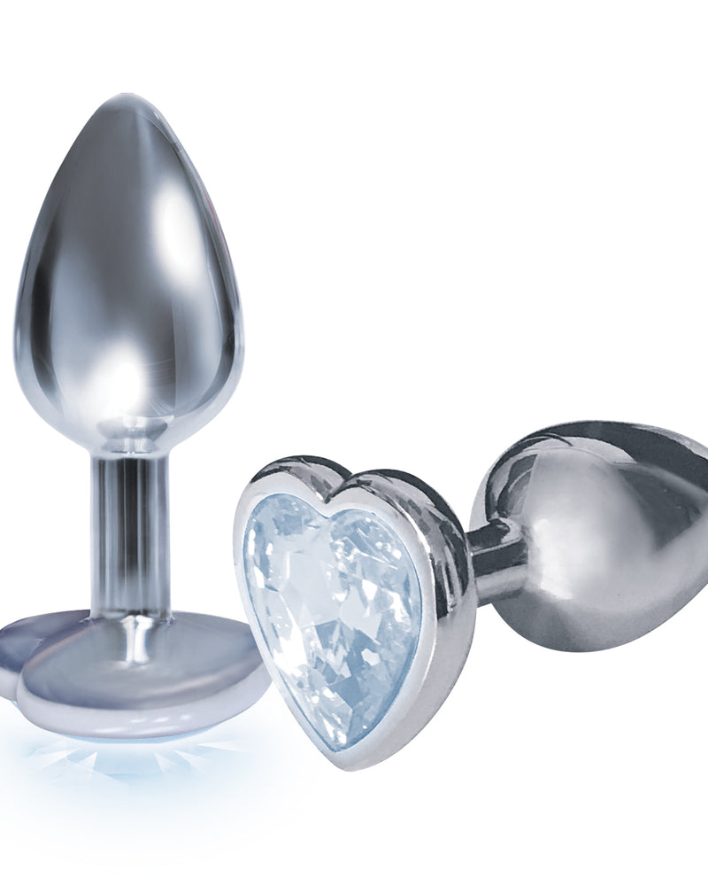 "The 9's the Silver Starter Heart Bejeweled Stainless Steel Plug - Diamond ICB2611-2"