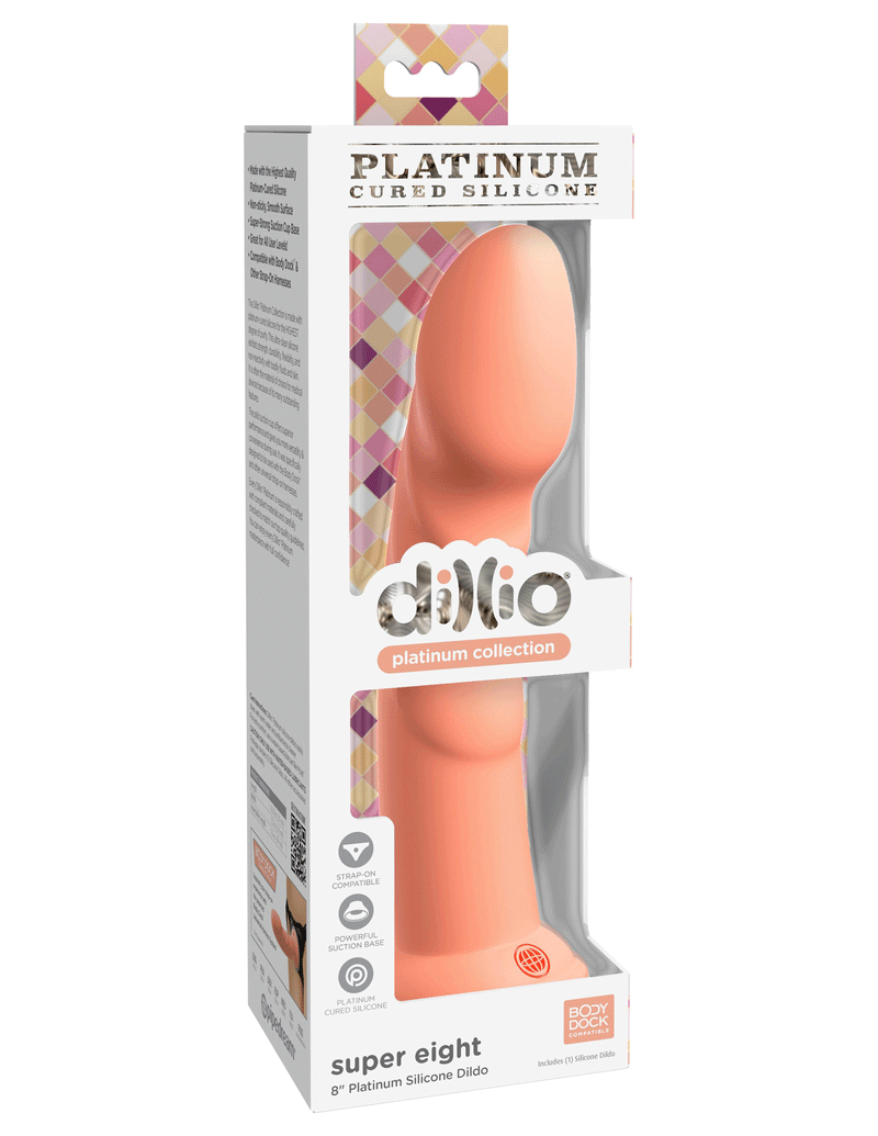 "Dillio Platinum - Super Eight 8 Inch Dildo - Peach PD5388-43"