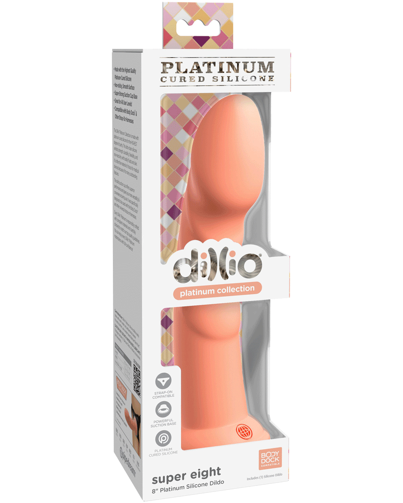 "Dillio Platinum - Super Eight 8 Inch Dildo - Peach PD5388-43"