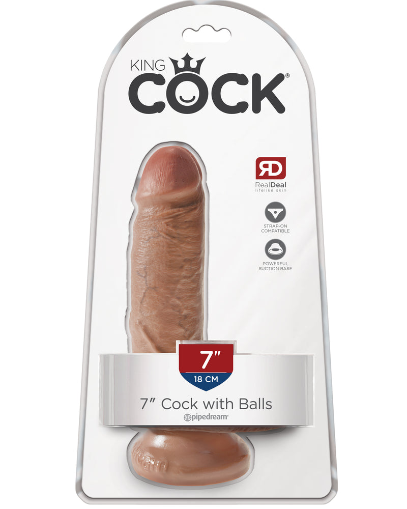King Cock 7 Inch Cock With Balls - Tan