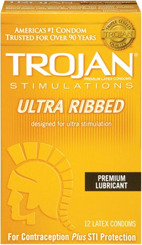 "Trojan Stimulations Ulta Ribbed - 12 Pack TJ94752"