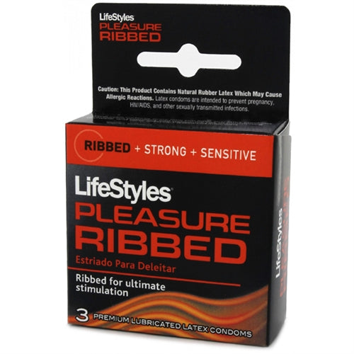 "Lifestyles Pleasure Ribbed Condoms - 3 Pack LS4103"