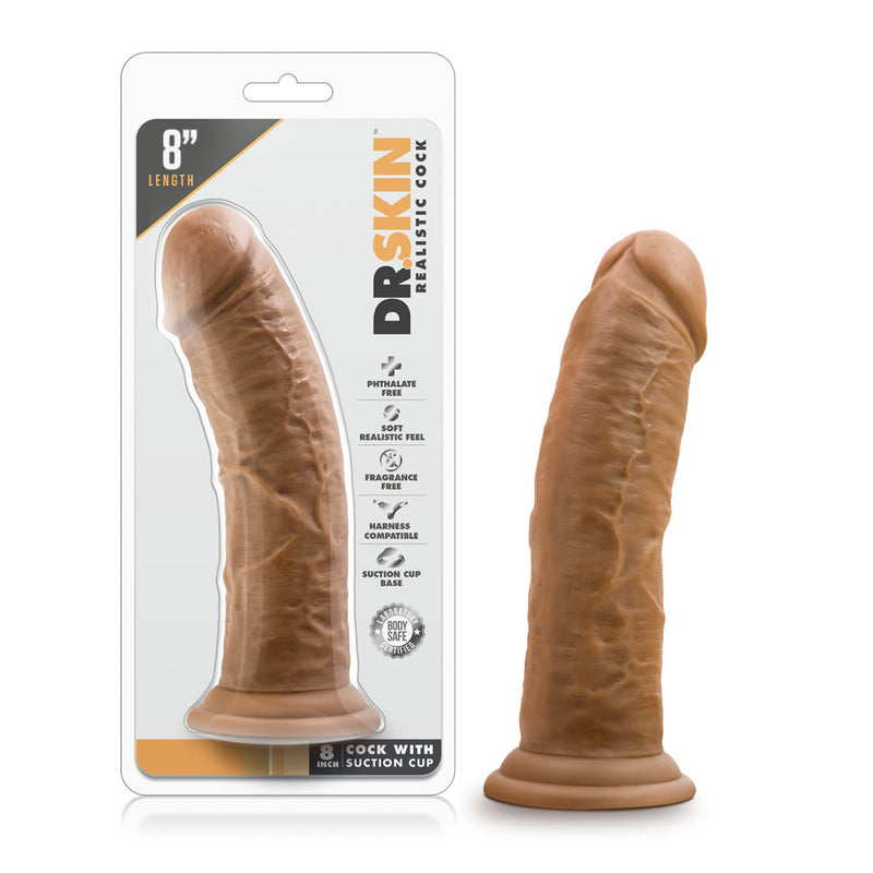 "Dr. Skin - 8 Inch Cock With Suction Cup - Mocha BL-12807"