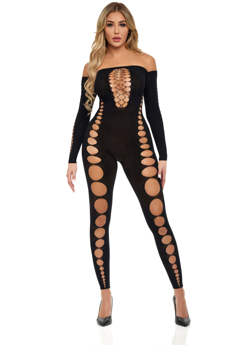 "Boujee Gang Bodystocking - One Size - Black PKL-27058BLKOS"