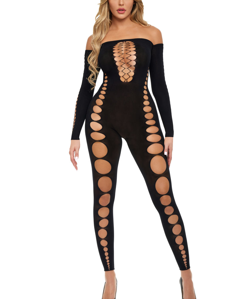 "Boujee Gang Bodystocking - One Size - Black PKL-27058BLKOS"