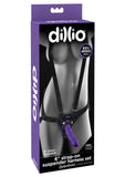 Dillio Strap-On Suspender Harness Set Black With Silicone Dong Purple 6 Inch