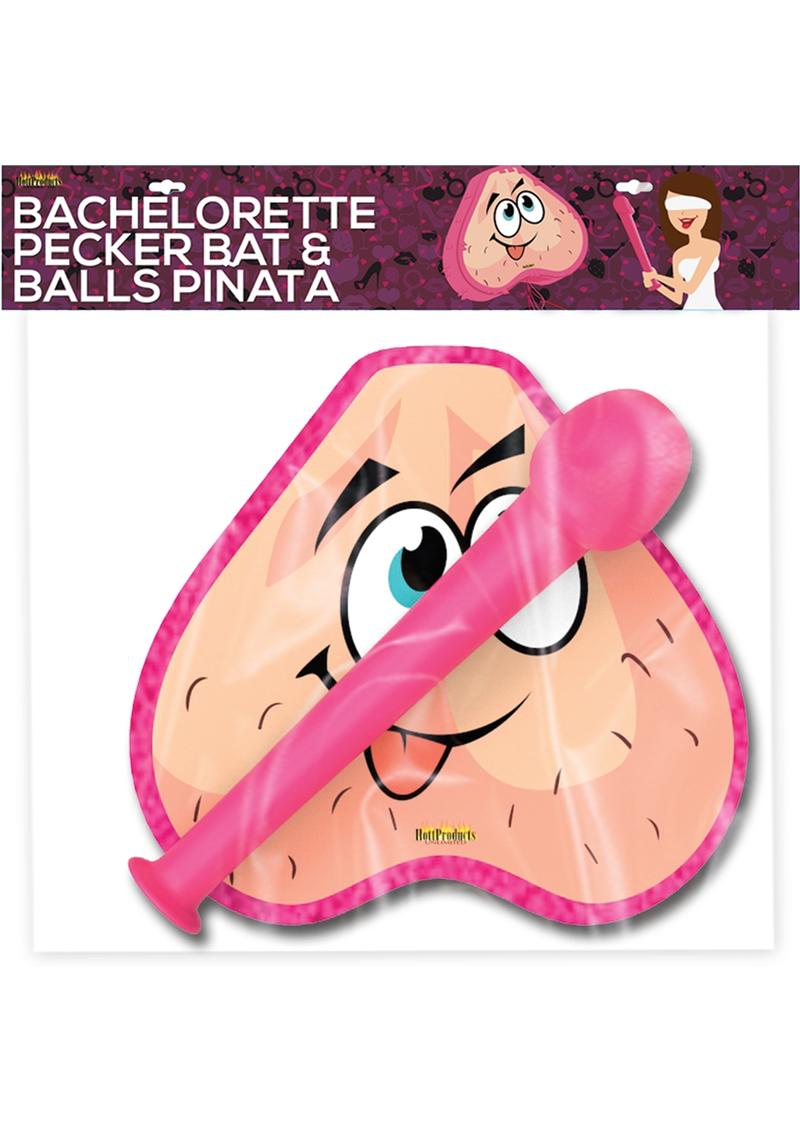 Piñata combinada de pelotas y bate de béisbol de Bachelorette en color rosa