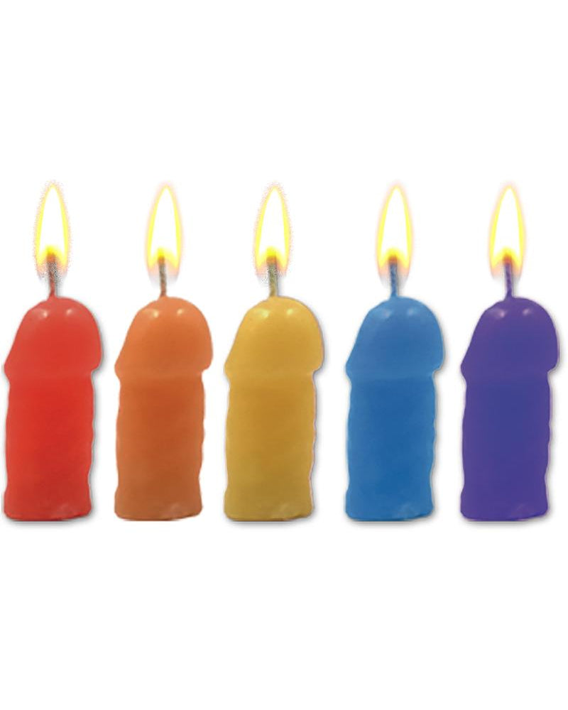Rainbow Pecker Party Candles Assorted Colors 5 Each Per Pack