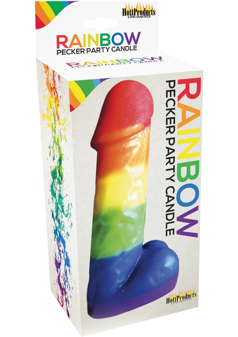 Rainbow Pecker Party Candle Multi-Color 7.5 Inch