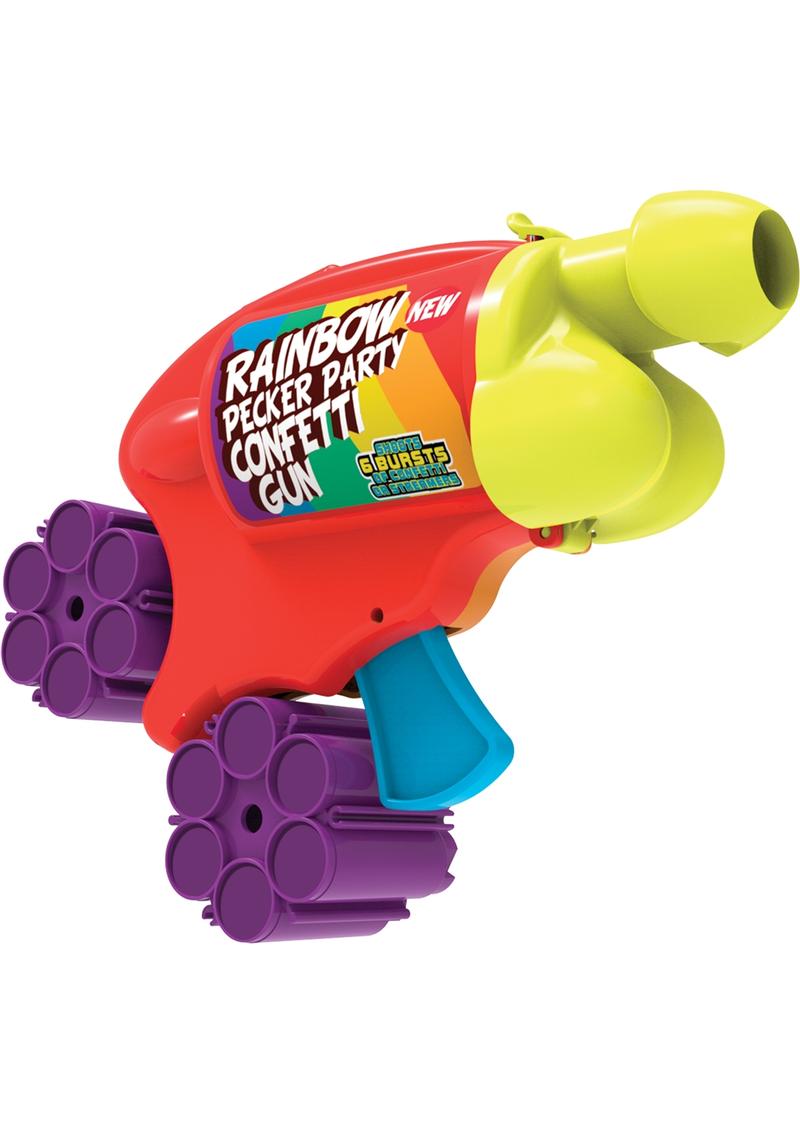 Pistola de confeti Rainbow Pecker con 2 cartuchos de confeti multicolor