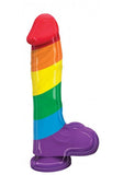Pumped Rainbow Silicone Realistic Dildo With Balls 9 Inch