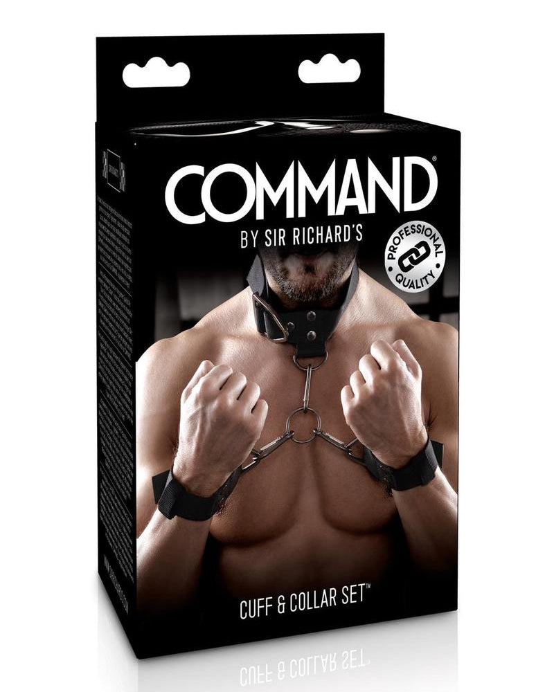 Sir Richard`s Command Cuff and Collar Set Black Stainless Steel