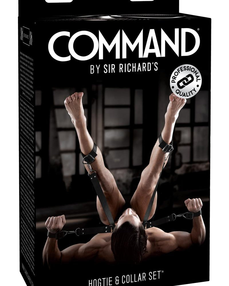 Sir Richard`s Command Hogtie and Collar Set Black And Stainless Steel