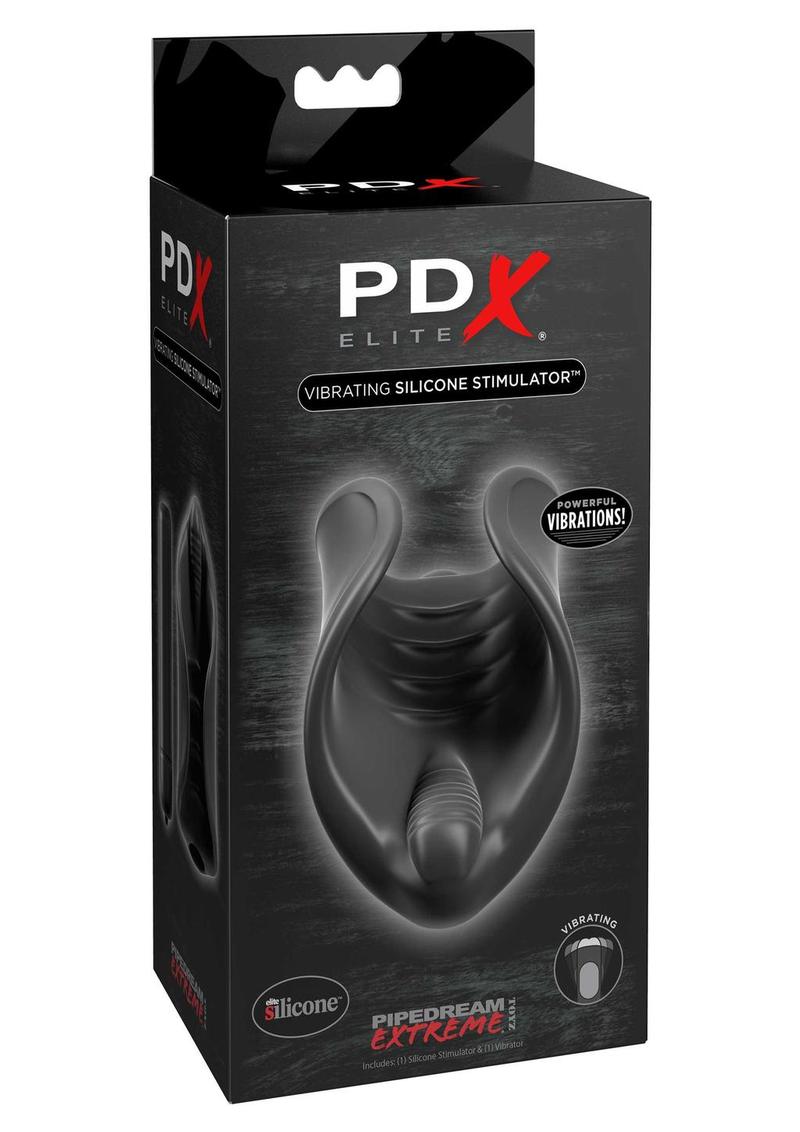 PDX Elite Vibrating Silicone Stimulator Stroker Black