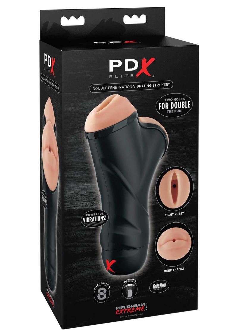 PDX Elite Double Penetration Vibrating Stroker