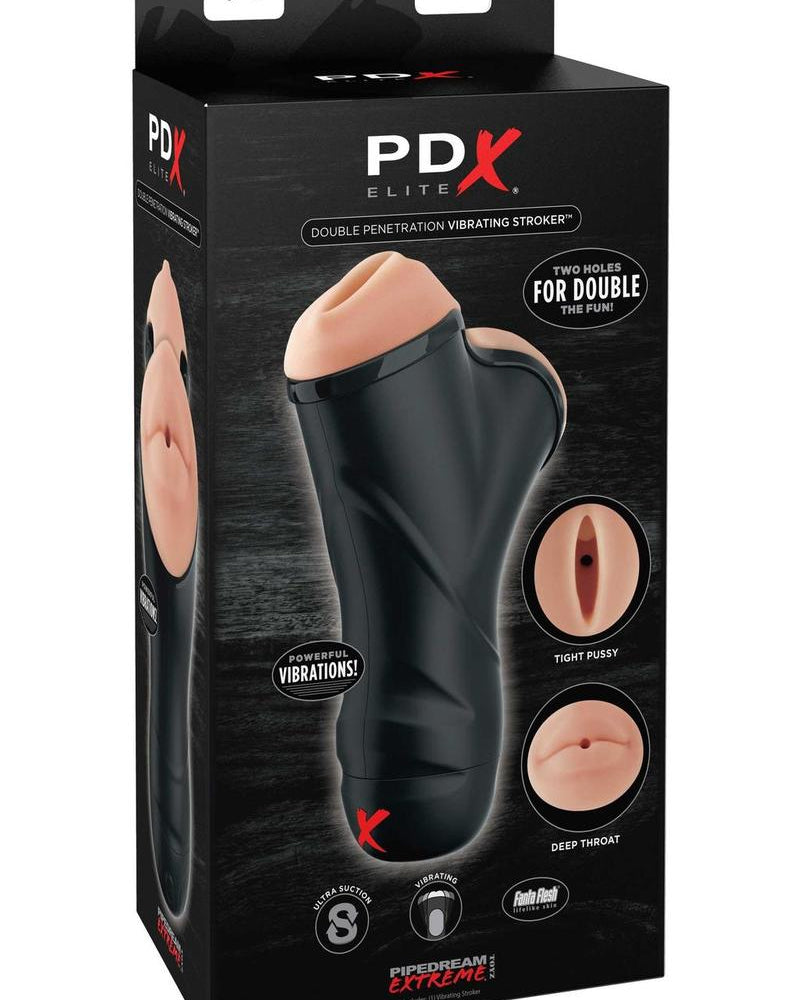 PDX Elite Double Penetration Vibrating Stroker