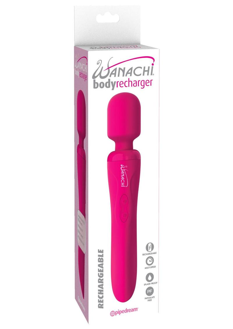 Masajeador de silicona Wanachi Body Recharger resistente a la ducha, color rosa