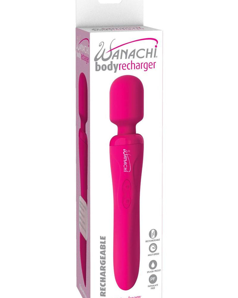 Masajeador de silicona Wanachi Body Recharger resistente a la ducha, color rosa