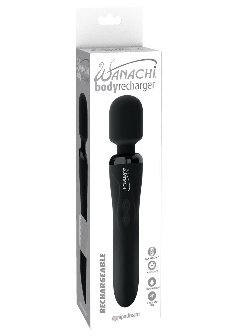 Masajeador de silicona Wanachi Body Recharger resistente a la ducha, color negro