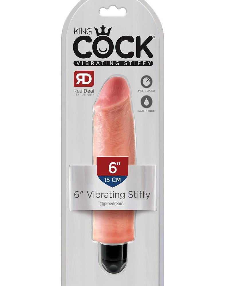 King Cock Vibrating Stiffy Realistic Dildo Waterproof Flesh 6 Inch