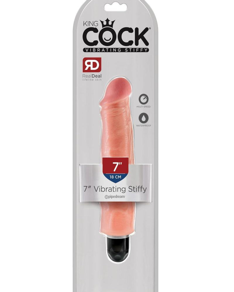 King Cock Vibrating Stiffy Realistic Dildo Waterproof Flesh 7 Inch