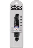 Consolador realista rígido con vibración King Cock, resistente al agua, color negro, 7 pulgadas