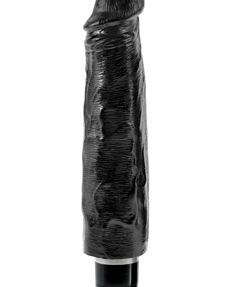 Consolador realista rígido con vibración King Cock, resistente al agua, color negro, 7 pulgadas