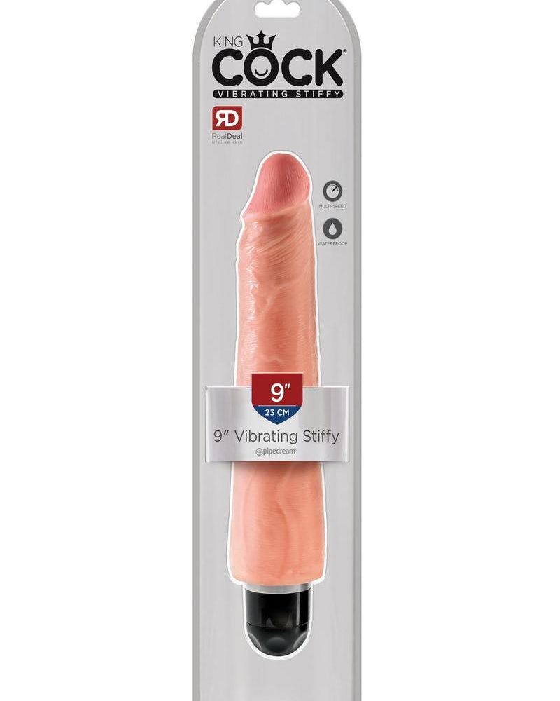 Consolador realista rígido y vibrante King Cock, resistente al agua, color carne, 9 pulgadas