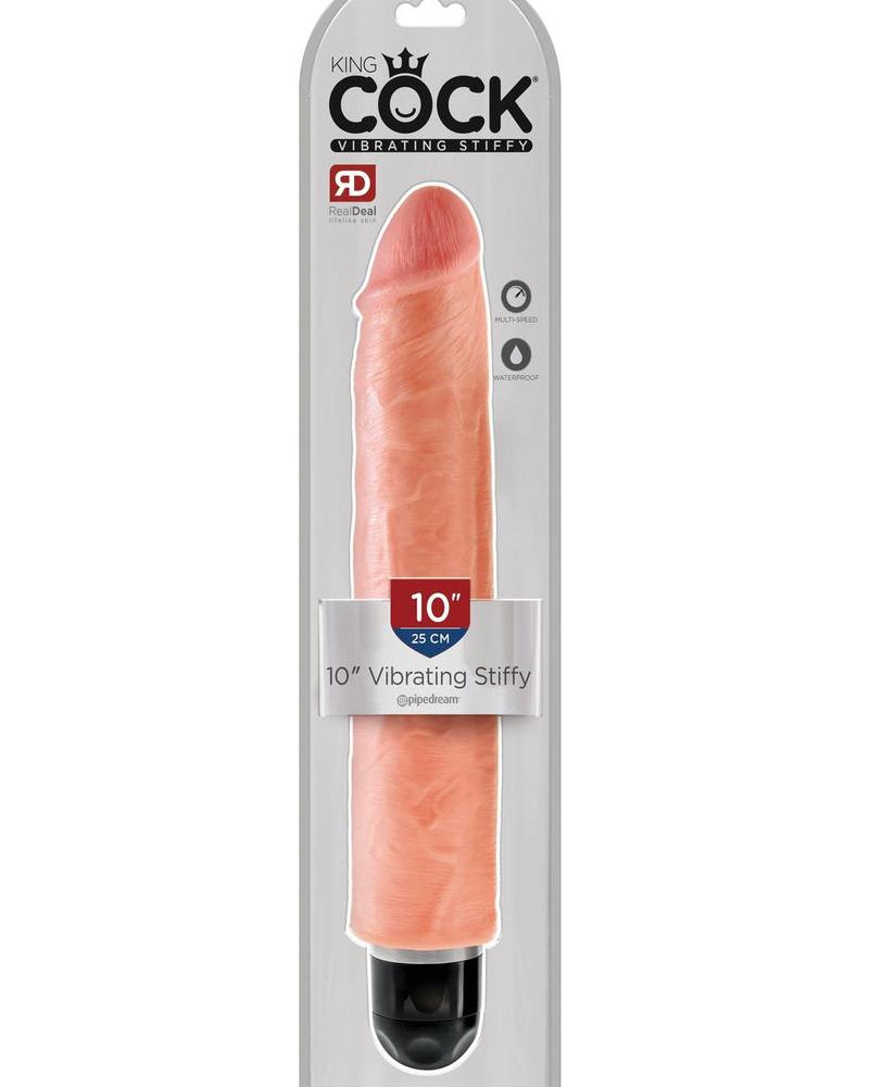 Consolador realista rígido y vibrante King Cock, resistente al agua, color carne, 10 pulgadas