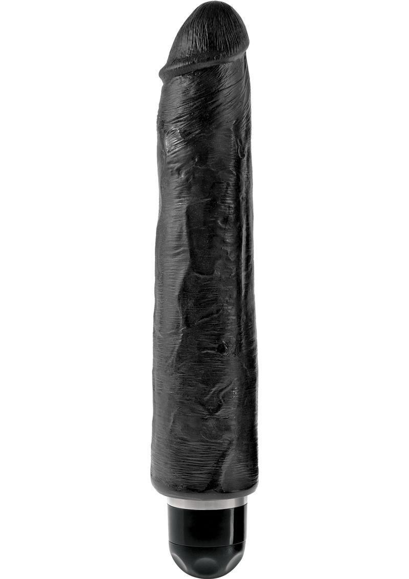 King Cock Vibrating Stiffy Realistic Dildo Waterproof Black 10 Inch