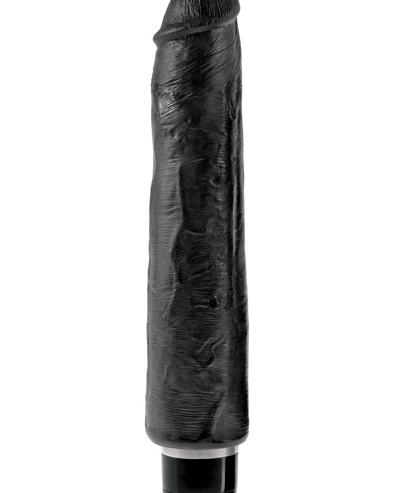 Consolador realista rígido con vibración King Cock, resistente al agua, color negro, 10 pulgadas