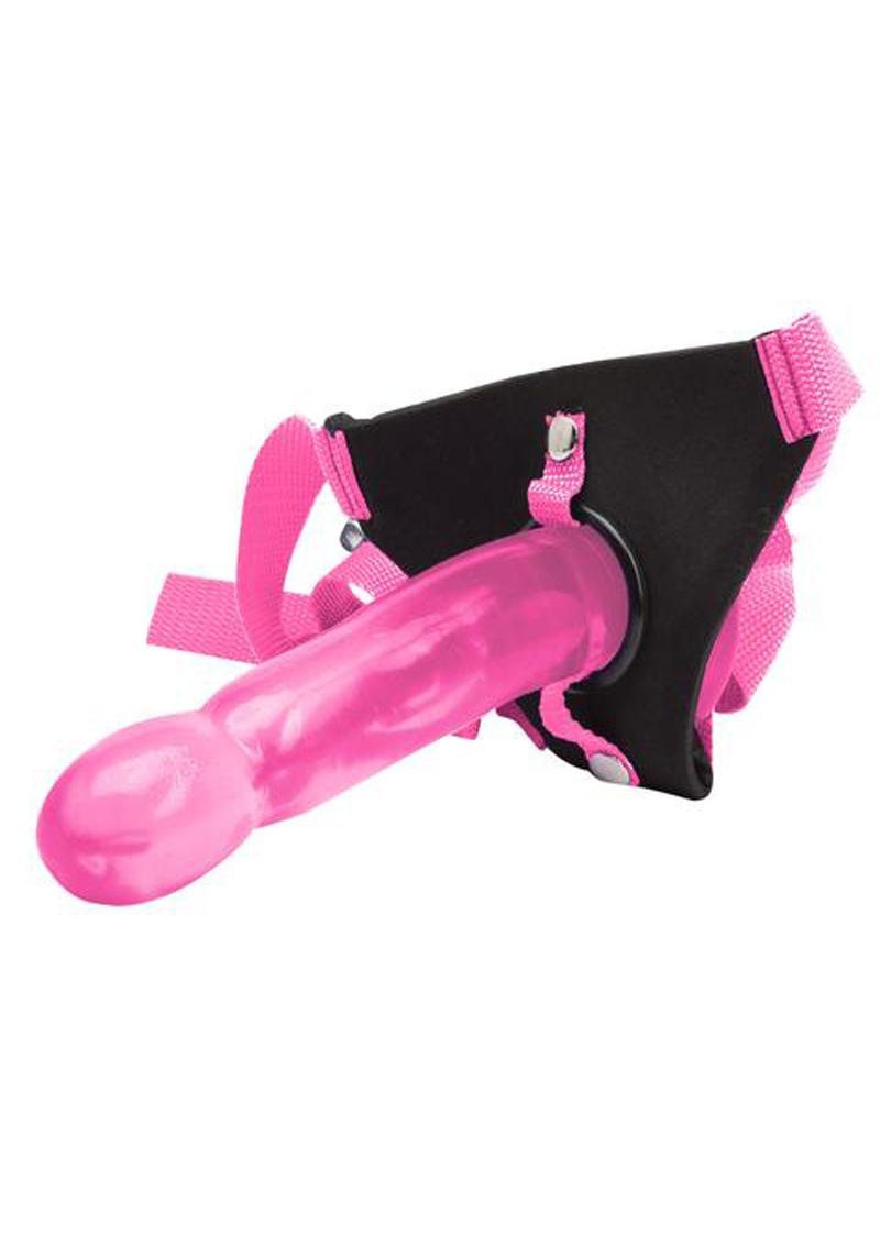 Kit de arnés ajustable Climax Strap On con pene Ice Dong rosa de 6,5 pulgadas