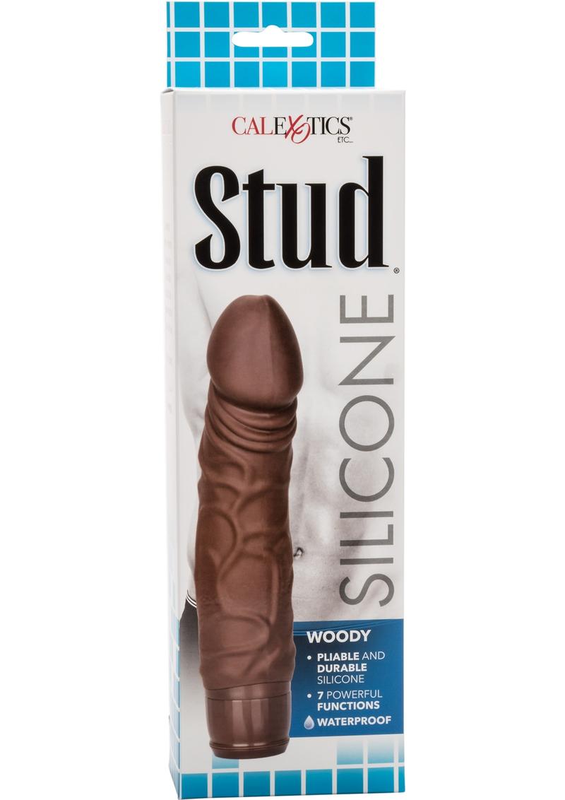 Stud Silicone Woody Realistic Vibrator Waterproof Brown 6.5 Inch