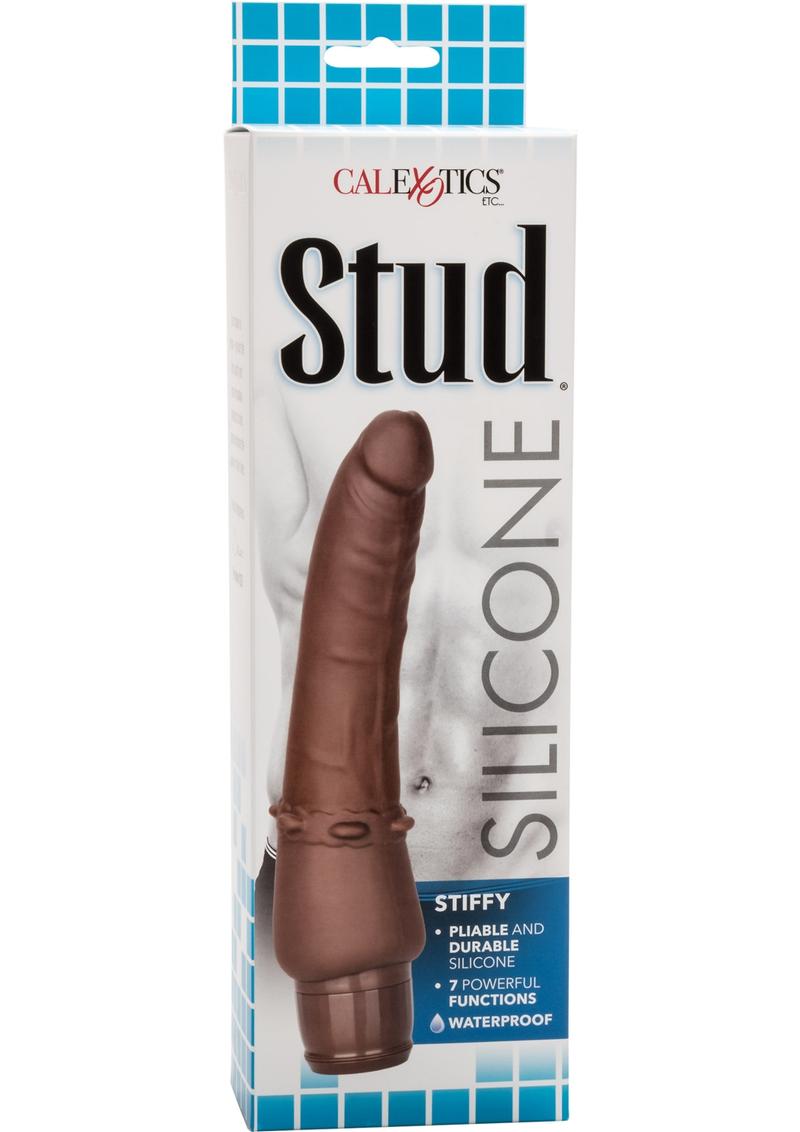 Stud Silicone Stiffy Realistic Vibrator Waterproof Brown 6.75 Inch