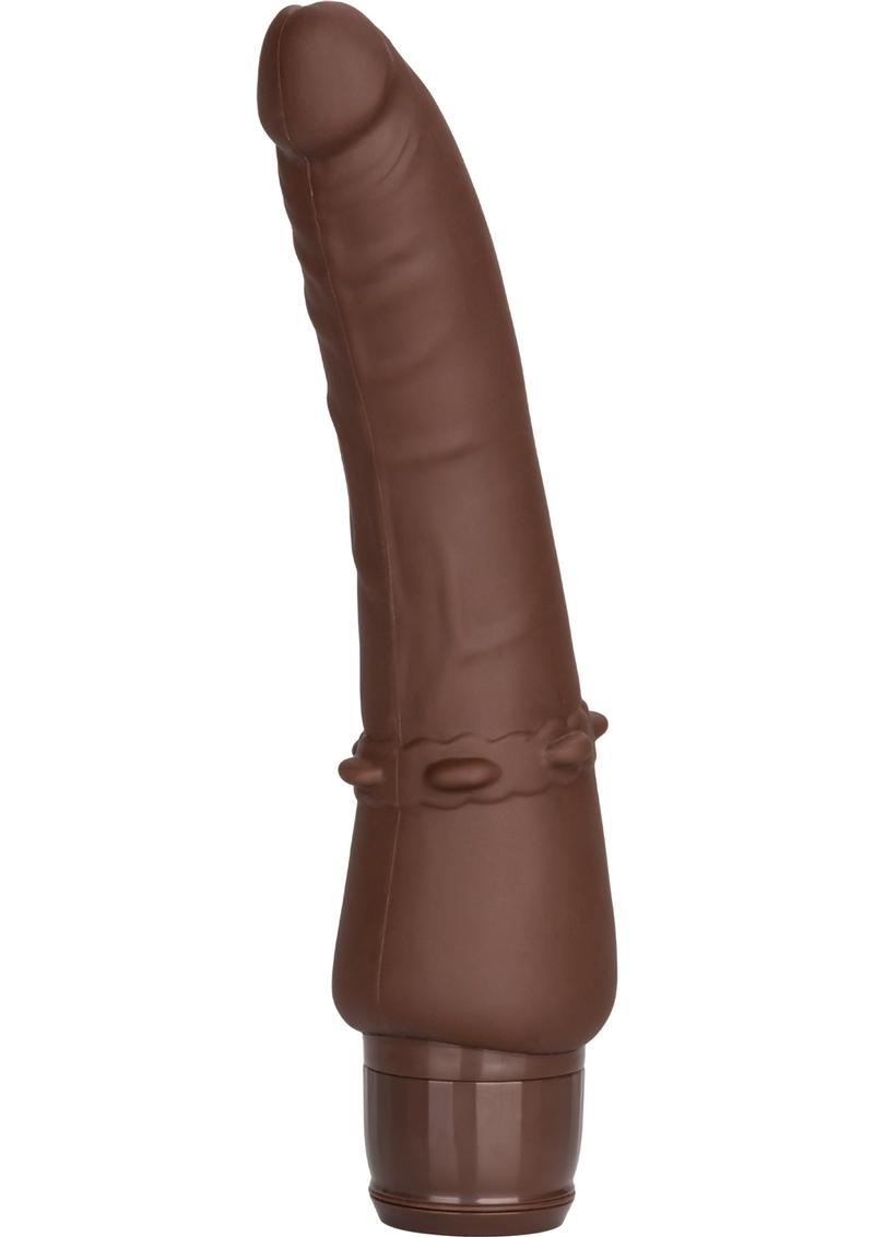 Stud Silicone Stiffy Realistic Vibrator Waterproof Brown 6.75 Inch