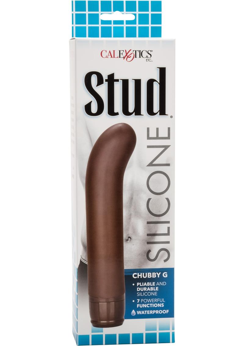 Stud Silicone Chubby G Vibrating Dong Waterproof Brown 6.75 Inch