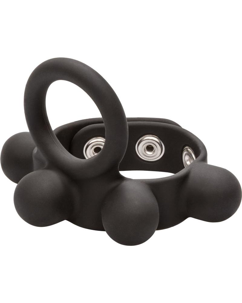 Medium Weighted C-Ring Ball Stretcher Silicone Cockring Black
