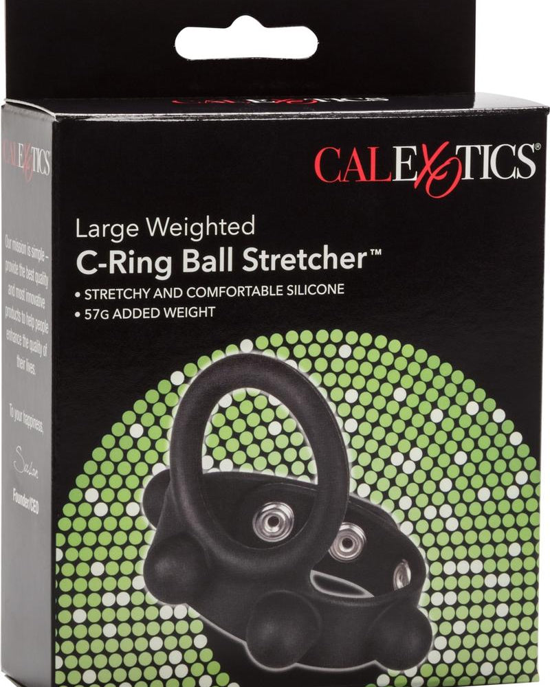 Large Weighted C-Ring Ball Stretcher Silicone Cockring Black