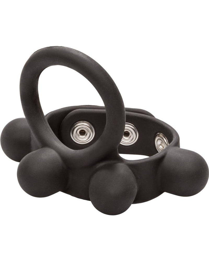Large Weighted C-Ring Ball Stretcher Silicone Cockring Black