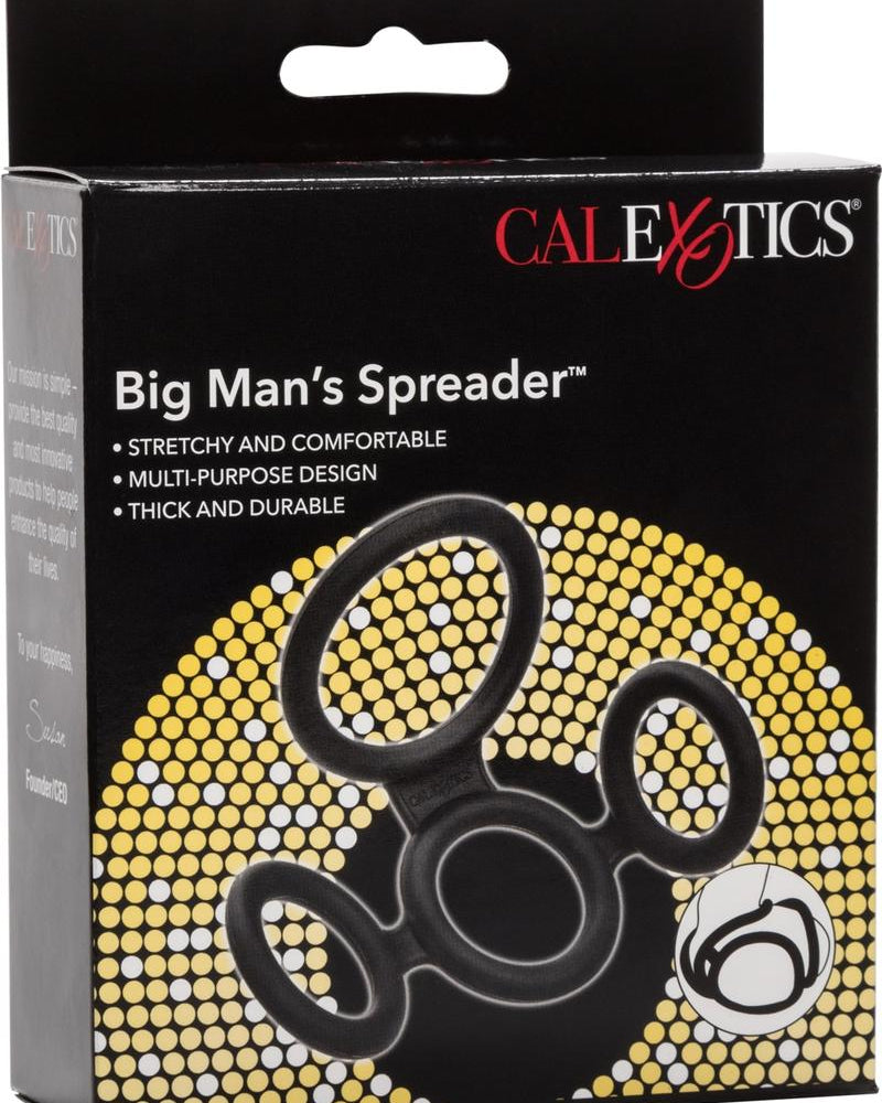 Anillo para el pene de silicona para mejorar la erección y el escroto Big Man's Spreader, color negro