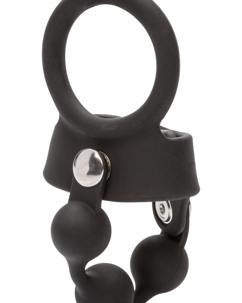 Weighted Ball Spreader Silicone Cockring Black