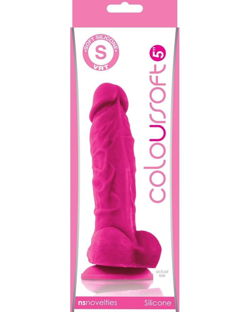 Pene realista de silicona Coloursoft de color rosa de 5 pulgadas